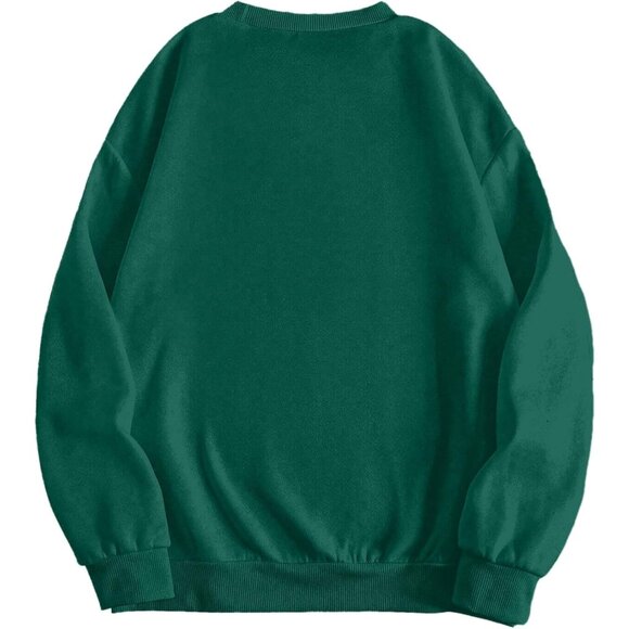 ⚡Women Dark Green Chicago Imported Graphic Crewneck Long Sleeve Sweatshirt - Picture 2 of 5
